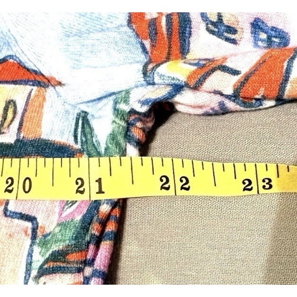 Talbots XL Cardigan Sweater Mediterranean Village Print Measures Like L - Picture 10 of 12